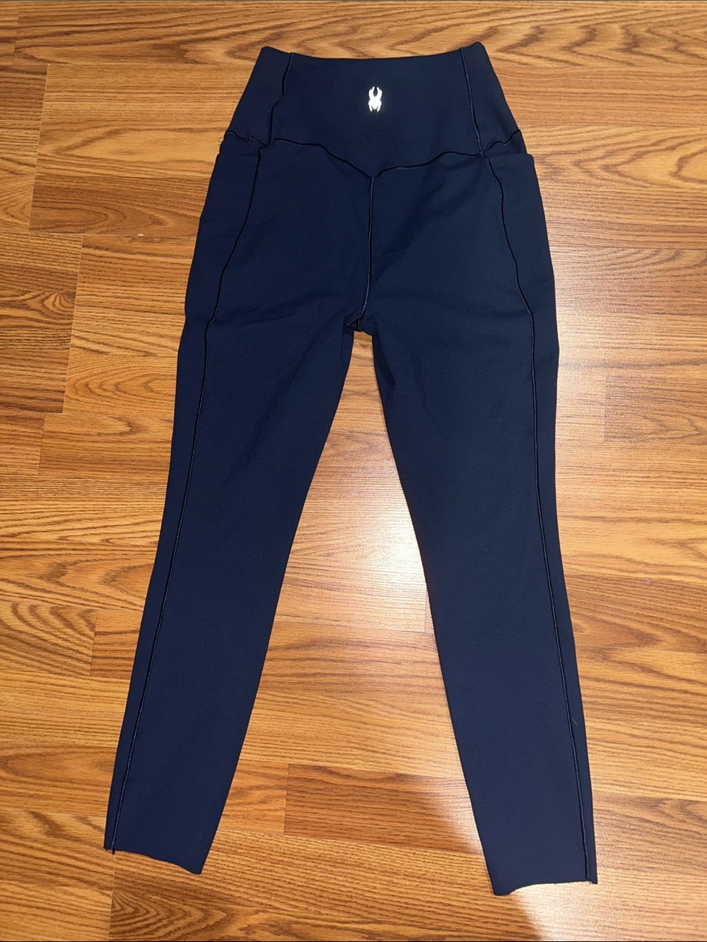 High-Waist Navy Spyder Leggings, small